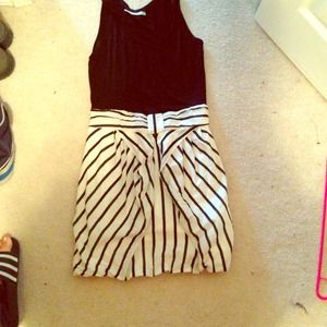 Black and strip tank bubble dress