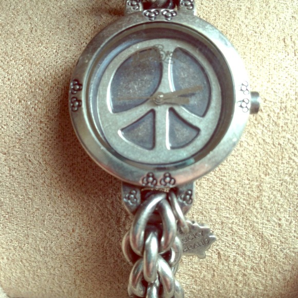 NWT Lucky Brand Silver Tone Finish Peace Watch