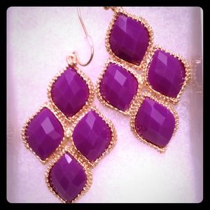 Purple and Gold Statement Earrings