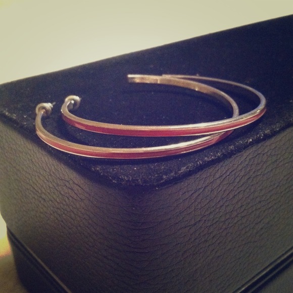Pink and Silver Hoop Earrings - Picture 1 of 2