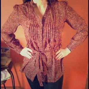 💕 SOLD 💕 Sheer button down blouse with belt