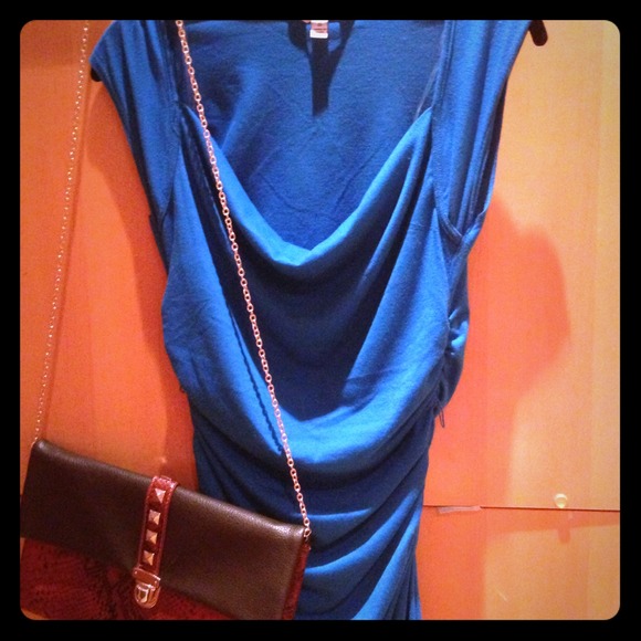 Blue ruffled mini dress