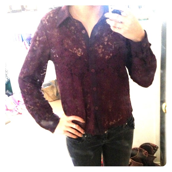 Lace Button Up Long Sleeve