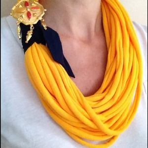 Handmade, by me, yellow necklace with brooch