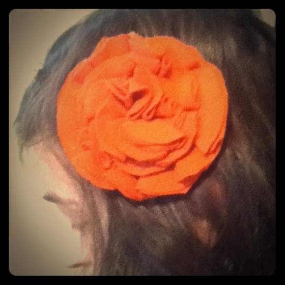 Burnt orange hair flower