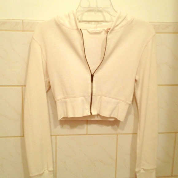 Off white cropped zip up jacket