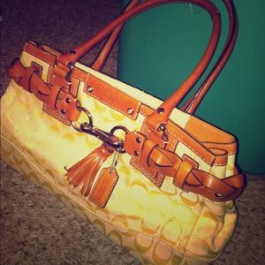 Yellow Coach handbag