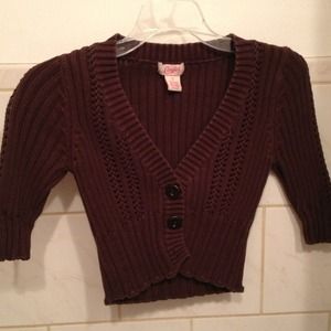 Cropped crochet brown sweater