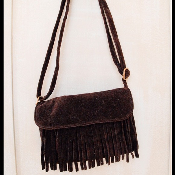Chocolate Suede Fringe Cross Body