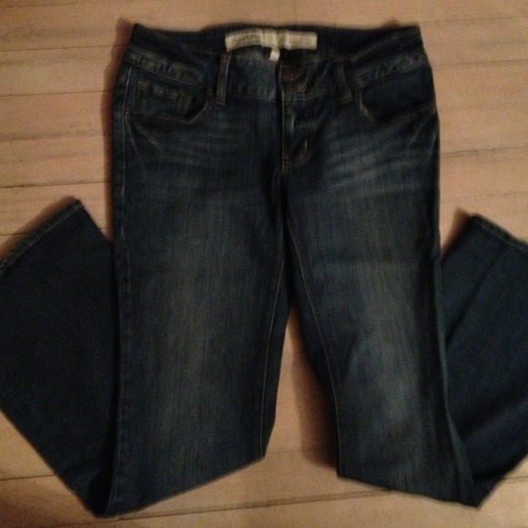 Medium wash low rise flare jeans