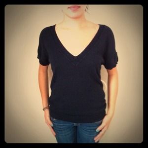 Long Navy Blue Sweater Top