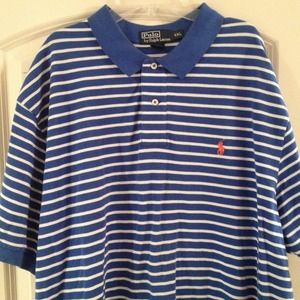 Royal blue and white polo shirt