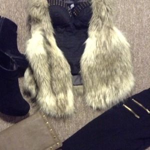 Gold studded corset.