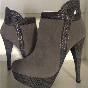 Grey snake skin booties