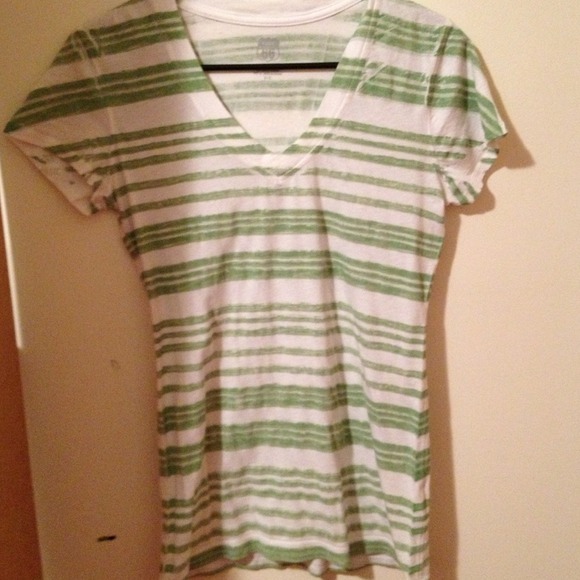 Green/White Striped Top