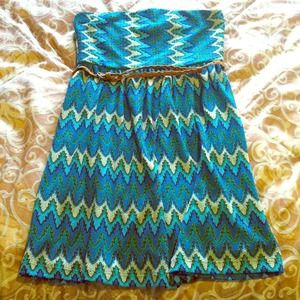 Blue Green Dress With Belt