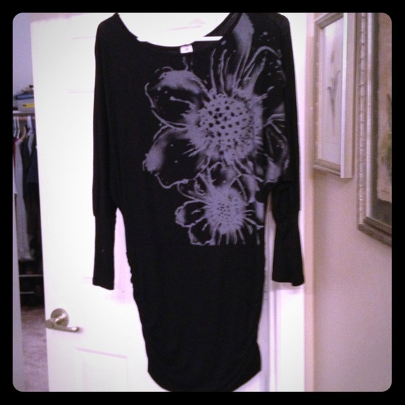 Black embellished 3/4 sleeve cute blouse