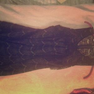 Knee length black lace dress