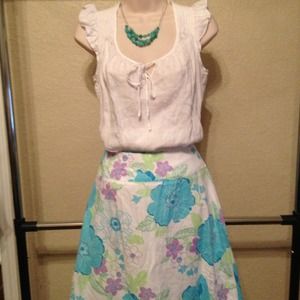 Turquoise and lavender floral print skirt size 6