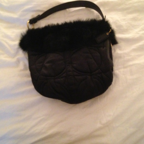 Coach hobo bag with fur. Rare Coach bag