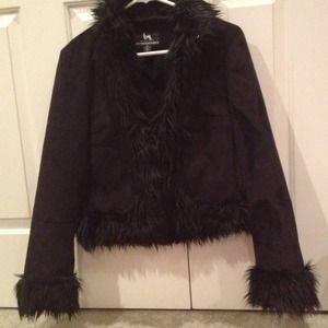Black Faux Fur & Faux Suede Jacket