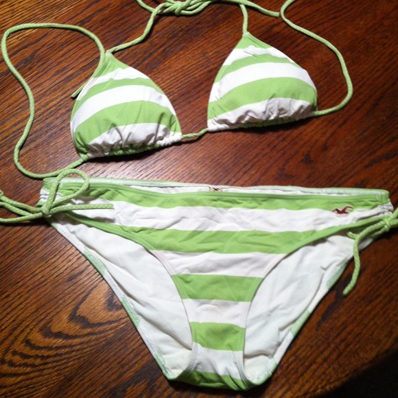 Hollister bikini striped  lime green