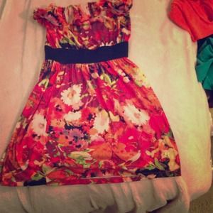 Strapless floral dress