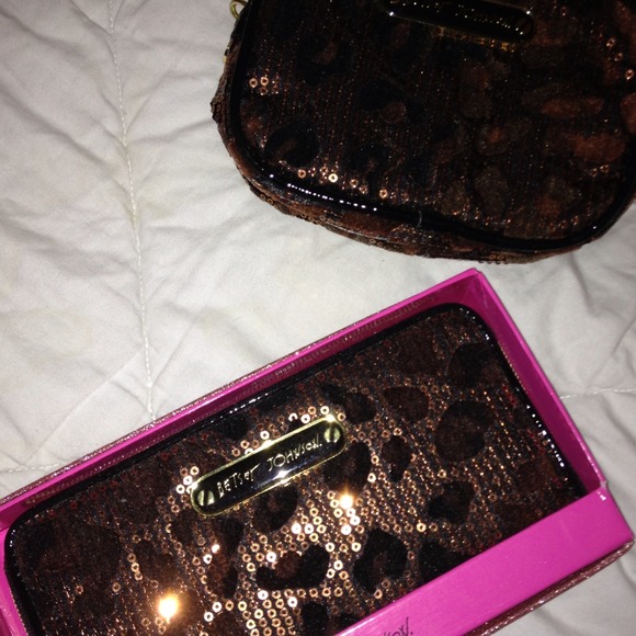 Betsy Johnson wallet and mini make up bag