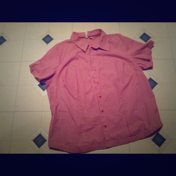 Red & white plaid button up St. John's Bay