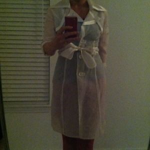 White sheer Bebe trench coat
