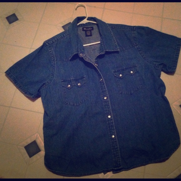 Denim short sleeve blouse/shirt