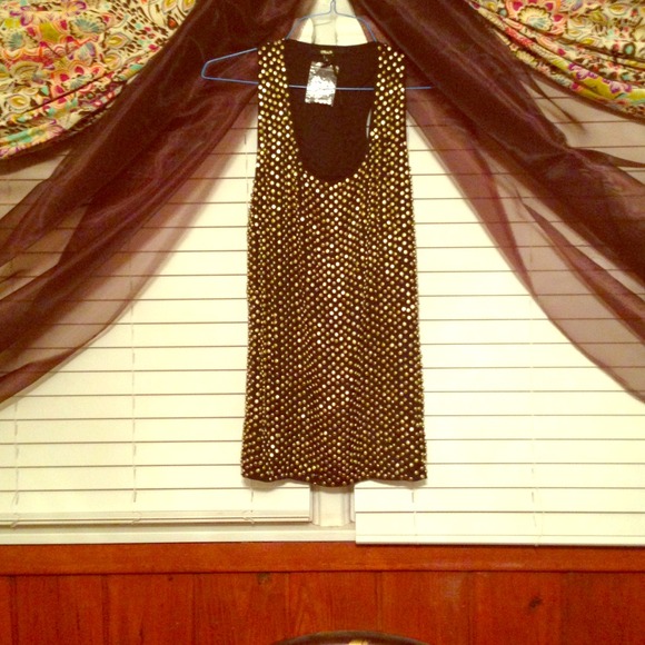 Studded black and gold tank top