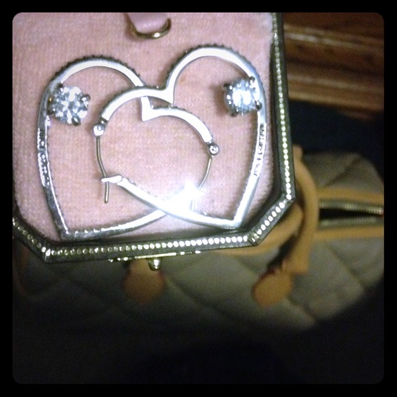 Juicy Couture Heart Hoop Rhinestone Earrings