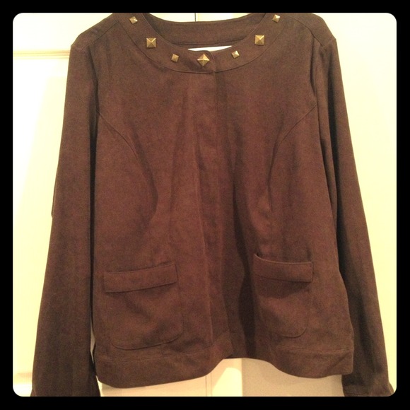 Brown studded jacket.