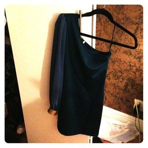 Beautiful one sleeve turquoise dress