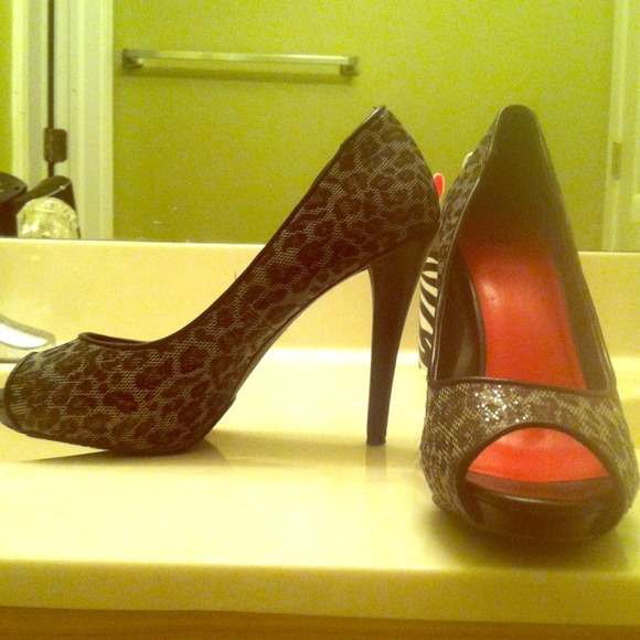 Black an Grey Open Toed Heels