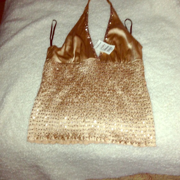 🔥SOLD! BUNDLED🔥BEBE Sequined V-Neck Halter 😍