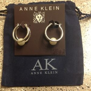 Anne Klein silver hoop and pearl earrings