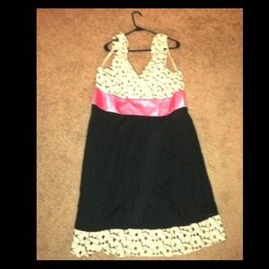 Black pink and white dress