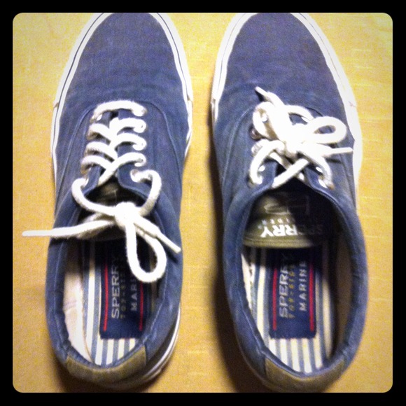Navy Sperry Canvas Top-Siders SZ 8