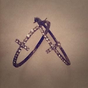 Rhinestone Cross Hoops
