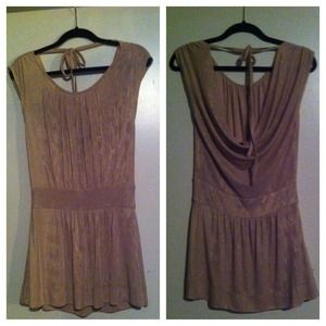Gold/ taupe silky short dress