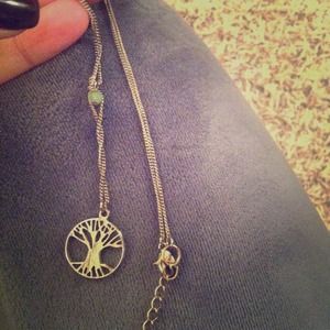 Free people tree necklace with green bead