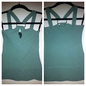 Teal green buckle top