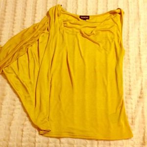 Bebe silk one wing top with crowl neck size small