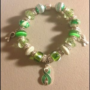 Green Cerebral Palsy Awareness Charm Bracelet