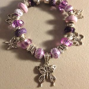 Multi Purple Butterfly Lovers Charm Bracelet