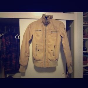 Trade! Camel leather bomber jacket