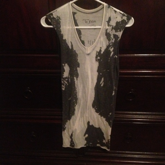 Burn out grey and white long tank
