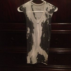 Burn out grey and white long tank